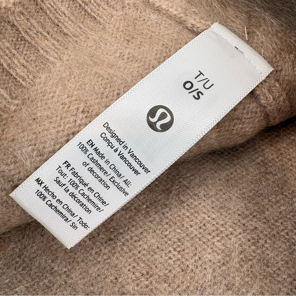 Lululemon 100% Cashmere Fuzzy Beanie OS Heathered Nutmeg Cozy Minimal NWT - Picture 9 of 10